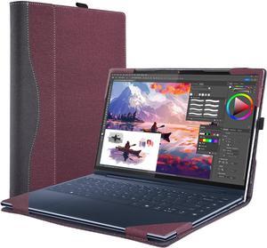 BONAEVER Laptop Case Cover for 14 inch Lenovo Yoga 9 2-in-1 14ILL10 / 14IMH9 & Yoga 9i 2-in-1 Gen 9 & Yoga Slim 9i Gen 10,PU Leather Notebook PC Protective Sleeve with Pen Holder Wine Red