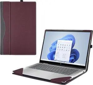 BONAEVER Case Cover for 14 inch 2-in-1 Laptop Lenovo Yoga 7i 7 14ARP8 14IRL8 14ARB7 14IAL7, PU Leather Bag Notebook Protective Shell Sleeve with Pen Holder Wine Red