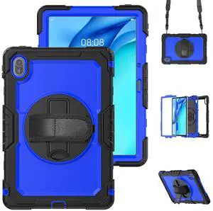 BONAEVER Case for Huawei Matepad SE 11 inch 2024 with Rotating Stand/Hand Strap/Shoulder Strap Shockproof Cover Blue