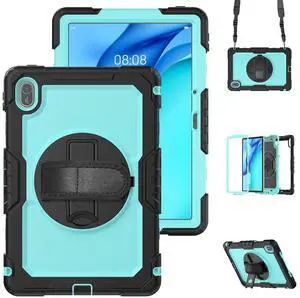 BONAEVER Case for Huawei Matepad SE 11 inch 2024 with Rotating Stand/Hand Strap/Shoulder Strap Shockproof Cover Light Blue