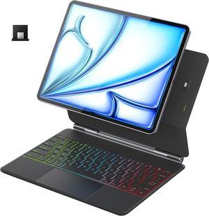 BONAEVER Auto-Connect Keyboard Case for iPad Air 13 inch M2 / M3 2024 2025, iPad Pro 12.9 inch 6th 5th 4th 3rd Gen, iPad Magic Keyboard Case with Trackpad 7 color Backlits
