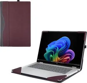 BONAEVER Laptop Cover Case for HP OmniBook X Flip 16 16-arXXXX/16-asXXXX & OmniBook 7 Flip 16-auXXXX 16inch [not Compatible with Any Other Model] 2-in-1 PU Leather Notebook Sleeve Wine Red