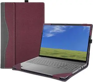 BONAEVER 16 inch Laptop Cover Case for Lenovo IdeaPad Pro 5 16AKP10 /16IAH10 /16ASP10 Sleeve,PU Leather Protective Notebook PC Bag Accessories with Pen Holder and Heat Dissipation Hole Wine Red