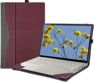 BONAEVER Laptop Case Cover for Lenovo Yoga 7 2-in-1 14ILL10/14AKP10 Notebook PC Sleeve[not for Other Models],PU Leather Protective Shell Bag Accessories Wine Red