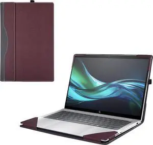 BONAEVER Laptop Cover Case for HP Elite x360 1040 G11 / EliteBook 1040 14 inch G11 & Lenovo ThinkPad X13 Yoga Gen 1, Notebook PC Protective Sleeve Bag PU Leather Shell Wine Red