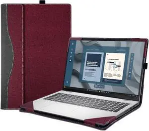 BONAEVER Laptop Case Cover for Dell Pro 16 Plus (PB16250/PB16255) & Pro16 PC16255/PC16250 &for Dell 16 Plus DB16250 Sleeve, PU Leather Notebook PC Protective Bag with Pen Holder Wine Red