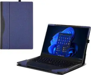 BONAEVER Laptop case for 14 inch Lenovo ThinkPad X1 Carbon Gen 12 2024 Laptop Leather Sleeve ThinkPad X1 Carbon Gen 13 Intel Aura Edition All-in-One Drop-Proof PU Leather Sleeve Blue