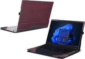 BONAEVER Laptop case for 14 inch Lenovo ThinkPad X1 Carbon Gen 12 2024 Laptop Leather Sleeve ThinkPad X1 Carbon Gen 13 Intel Aura Edition All-in-One Drop-Proof PU Leather Sleeve Wine Red
