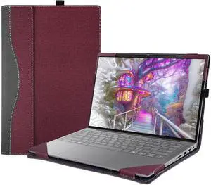 BONAEVER Laptop Case Cover for Lenovo Yoga Slim 7 14IMH9 & 14 inch Slim 7i Gen 9, PU Leather Notebook PC Bag Sleeve Accessories with Thermal Vent and Pen Holder Wine Red