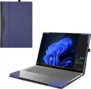 BONAEVER Cover Case for Lenovo Yoga Slim 7 14AKP10 /14ILL10 & Sleeve for Yoga Slim 7i Aura Edition 14 inch Gen 10, PU Leather Protective Bag Notebook Sleeve Blue