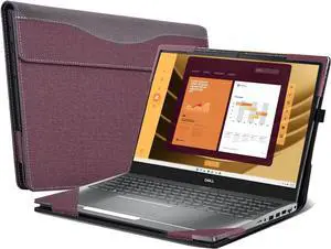 BONAEVER Laptop Case Cover for 15.6 inch Dell Latitude 5550/5540/ 5531/5530/ 5520,Detachable PU Leather Notebook PC Protective Bag Sleeve Wine Red