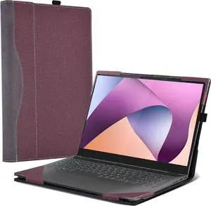BONAEVER Laptop Case Cover for Lenovo IdeaPad 5 2-in-1 14IAL10 /14AKP10 (not for Gen9) 14 inch Notebook PC Sleeve,PU Leather Protective Shell Bag Accessories Wine Red