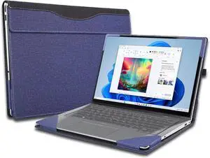 BONAEVER Laptop Case Cover for Lenovo IdeaPad Slim 5 13ARP10 13.3 inch Gen 10 Notebook PC Sleeve, Detachable PU Leather Protective Shell Bag Accessories Blue