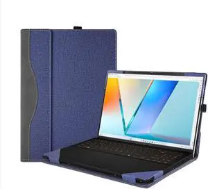 BONAEVER Laptop Case Cover for ASUS Vivobook S 15 S5506 M5506 & Vivobook S 16 S5606 M5606,PU Leather Detachable Protective Sleeve Blue