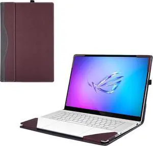 BONAEVER Laptop Cover Case for ASUS ROG Zephyrus G16 16 inch 2024 2025 [not Compatible with Any Other Model] 2-in-1 PU Leather Detachable Notebook Sleeve Computer Bag Protective Wine Red