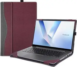 BONAEVER Laptop Cover Case for ASUS Vivobook 16 (M1607 / X1607) and S16 (M3607 /S3607) Sleeve,PU Leather Protective Shell Detachable Notebook PC Bag Accessories Wine Red