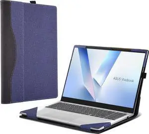 BONAEVER Laptop Cover Case for ASUS Vivobook 16 (M1607 / X1607) and S16 (M3607 /S3607) Sleeve,PU Leather Protective Shell Detachable Notebook PC Bag Accessories Blue