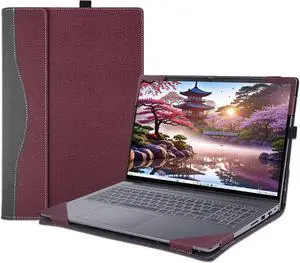 BONAEVER Laptop Case Cover for Lenovo IdeaPad 5 2-in-1 16AKP10 /16IAL10 Sleeve(Not for Other Models),16 inch PU Leather Notebook PC Protective Bag with Pen Holder Wine Red