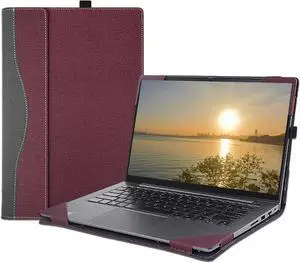 BONAEVER Laptop Case Cover for 14 inch Lenovo K14 Gen 2 & for K14 Gen 3 Sleeve[not for K14 Gen 1],Separable PU Leather Notebook PC Shell Bag Accessories Wine Red