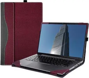 BONAEVER Laptop Cover Case for Lenovo IdeaPad Slim 3 14AHP10 /14IRH10 & for Lenovo IdeaPad Slim 5 14AHP10 /14IRH10 Sleeve,PU Leather Bag Notebook PC Protective Shell with Pen Holder Wine Red