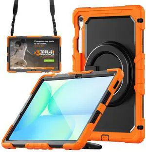 BONAEVER Case for Samsung Galaxy Tab S10 FE+ /  Galaxy Tab S10 FE Plus 5G 13.1 inch 2025 Protective Cover with Screen Protector Pen Holder Hand/Shoulder Strap Orange