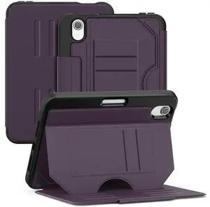 BONAEVER Case For iPad mini 7 (A17 Pro) 2024 / Mini 6 2021 8.3'' Smart Magnetic Auto Sleep Shockproof Cover with Absorbing Multi-Angles Stand, Pen Holder, Card Slot Purple