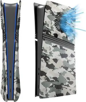 BONAEVER FacePlates for PS5 Pro Digital Edition Face Plates with Cooling Vents ABS Anti-Scratch Dustproof Protective Shell Cover, Replacement FacePlate for Playstation 5 Pro Digital Camouflage