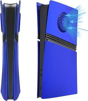 BONAEVER FacePlates for PS5 Pro Digital Edition Face Plates with Cooling Vents ABS Anti-Scratch Dustproof Protective Shell Cover, Replacement FacePlate for Playstation 5 Pro Digital Blue
