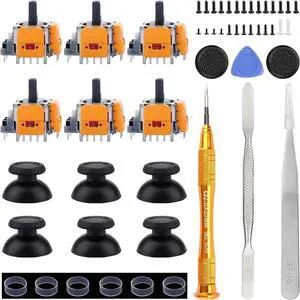 BONAEVER 6 Pack Hall-Effect Joysticks Replacement for DualSense PS5 Controller, 3D Analog Sensor Wheel Thumb Sticks Joystick Rocker Module Replacement for PlayStation 5 Controller