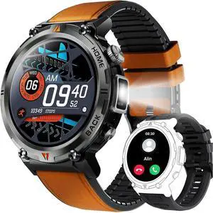 BONAEVER Military Smart Watch for Men with LED 1.45 Rugged 3ATM Waterproof Smart Watch with 100+ Sports Modes Fitness Tracker with Heart Rate Sleep Monitor Tactical Smartwatch for iPhone Android