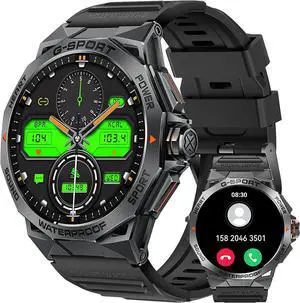 BONAEVER Military Smart Watch for Men AMOLED 1.43" Rugged Smart Watch with 100+ Sports Modes Fitness Tracker Watch with Heart Rate Sleep Tracker Tactical Smartwatch for iPhone Android