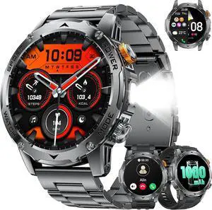 BONAEVER Smart Watch for Men (Make/Answer Calls) with 1000mAh, 1.75" HD Screen Smartwatch with Flashlight, Heart Rate/Sleep Monitor, IP68 Waterproof, 100+ Sports Modes for Android iOS, 3 Straps