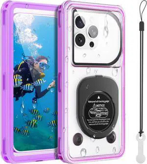 BONAEVER Waterproof Phone Case, Underwater Phone Case for Snorkeling, Universal IPX8 Diving Case with Lanyard Up to 6.9" for Phone 16/15/14/13/12 Pro Max, Galaxy S25/S24/S23/S22/Google/Moto Purple