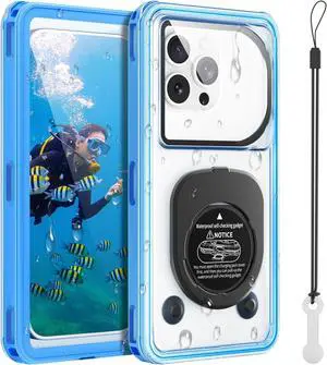 BONAEVER Waterproof Phone Case, Underwater Phone Case for Snorkeling, Universal IPX8 Diving Case with Lanyard Up to 6.9" for Phone 16/15/14/13/12 Pro Max, Galaxy S25/S24/S23/S22/Google/Moto Blue