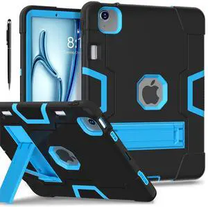 WERLEO Case for  iPad Air 11 inch M3 2025 / iPad Air 11 M2 2024  with Pencil Holder Heavy Duty Rugged Protective Cover with Kickstand Stylus Pen Blue