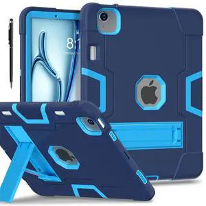 WERLEO Case for  iPad Air 11 inch M3 2025 / iPad Air 11 M2 2024  with Pencil Holder Heavy Duty Rugged Protective Cover with Kickstand Stylus Pen Navy Blue