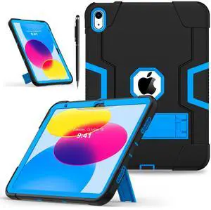 BONAEVER Case for iPad 11 inch (A16) 2025 / 10th Generation 10.9 inch 2022, iPad 11th / 10th Case with Pencil Holder Heavy Duty Rugged Protective Cover with Kickstand Stylus Pen Blue