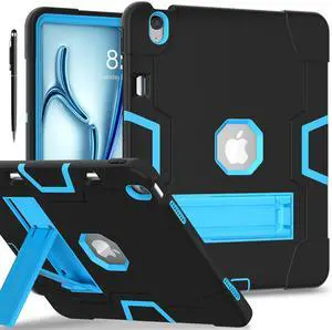 BONAEVER Case for iPad Air 13 Inch M3 2025 / M2 2024 with Pencil Holder Heavy Duty Rugged Protective Cover with Kickstand Stylus Pen Blue