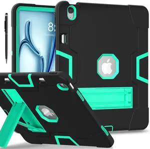 BONAEVER Case for iPad Air 13 Inch M3 2025 / M2 2024 with Pencil Holder Heavy Duty Rugged Protective Cover with Kickstand Stylus Pen Red Green