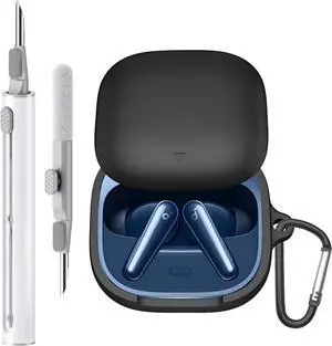 BONAEVER Case Cover Compatible with Soundcore Liberty 5 by Anker, Soft Silicone Soundcore Liberty 5 Earbuds Protective Case with Cleaner Kit with Carabiner Keychain Accessories