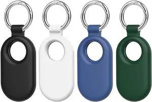 BONAEVER for Samsung Galaxy SmartTag2 Case, 4 Pack Protective Silicone Case for Galaxy Smart Tag 2 with Key Ring for Keys, Wallet, Luggage, Pets