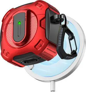 BONAEVER Case for AirPods 4th Generation 2024 Compatible with AirPods 4 Generation, with Locking Feature, Military Grade Drop Protection, Works with MagSafe Red