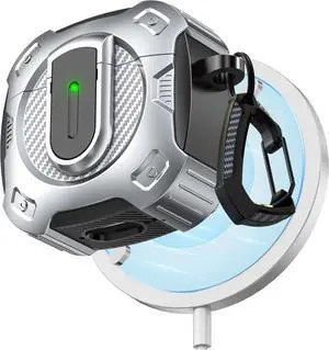 BONAEVER Case for AirPods 4th Generation 2024 Compatible with AirPods 4 Generation, with Locking Feature, Military Grade Drop Protection, Works with MagSafe Silver