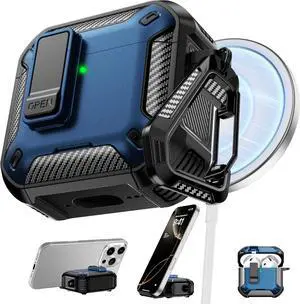 BONAEVER Case for AirPods Pro 3rd Generation with Phone Holder Compatible with Back Magnetic Suction Function Suitable for AirPods Pro 3 Protective Case Blue