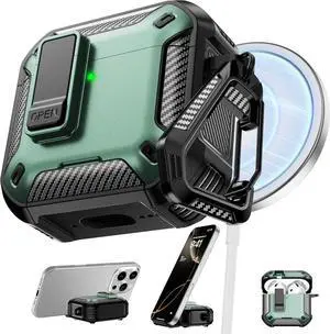 BONAEVER Case for AirPods Pro 3rd Generation with Phone Holder Compatible with Back Magnetic Suction Function Suitable for AirPods Pro 3 Protective Case Green