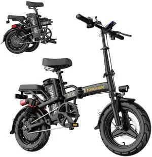 TOMOFREE S1 PRO 14'' Electric Folding Bike Bicycle Peak 800W 48V 20AH Removable Battery 21.5MPH PAS 40Miles Max load 180 lbs