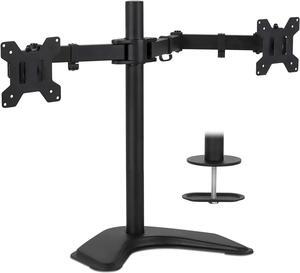Mount-It! Dual Monitor Stand | 2 Monitor Mount Fits 19 20 21.5 24 27 29 32 Inch Computer Screens | Free Standing and Grommet Bases | Two Heavy Duty Tilt Swivel Height Adjustable Arms | VESA Compatible