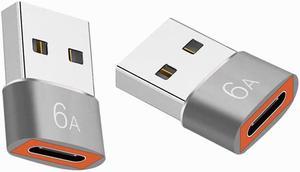 USB 3.0 to Type-c Adapter 2 Pack USB C Female to USB 3.0 Male Charger 6A Adaptor for Cell Phones Computers Car Chargers Hard Drives