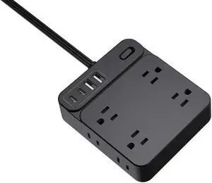Power Strip With USB, Extension Cord, 8 Outlets 2 USB Ports (2 USB C), Ultra Thin Flat Plug, Wall Mount, No Surge Protector Extension Cord Indoor, For Living Room/Bedroom