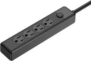 Flat Plug Power Strip,With 4 Outlets,Extension Cord No Surge Protector,Portable Small Power Strip For Home Office Dorm Room Bedroom Desk Accessories Black 5 ft.